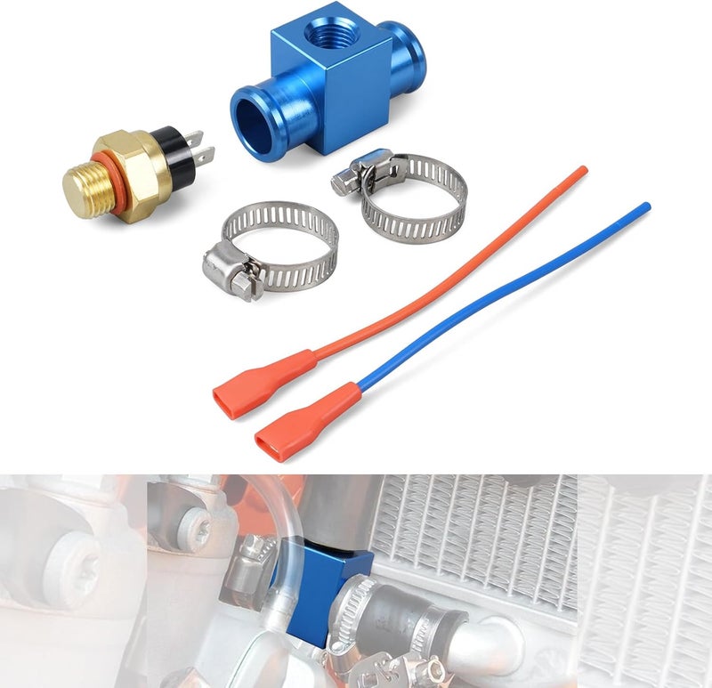 NICECNC Blue M14x1,5 Temperature Switch Radiator Fan Compatible with Compatible with Yamaha 125-450CC YZ YZF WR DT XT TTR Compatible with Husqvarna 125-501CC TC FC TX FX TE FE See Fitment - Image 1